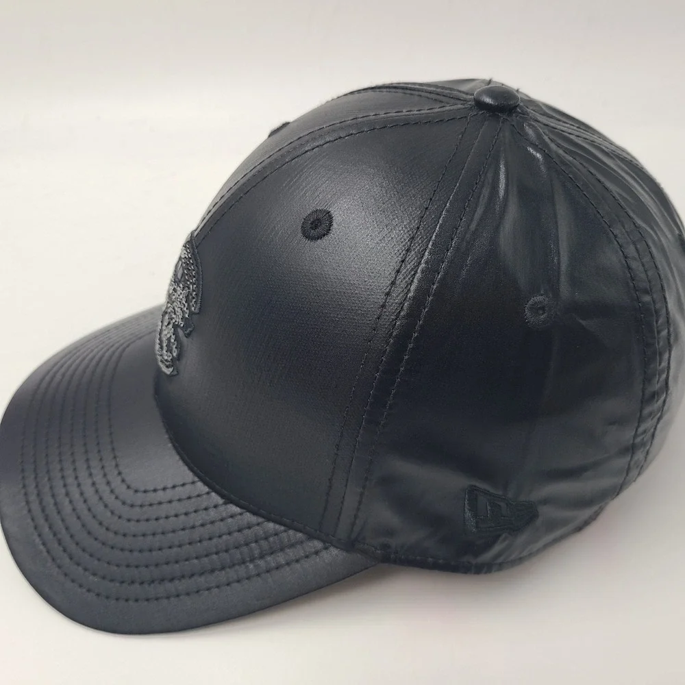 Women Chicago Cubs Hat Snapback New Era 9Forty Black Sequins Logo Faux Leather